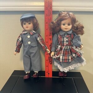 10" Inches Tall Country Trishia &‎ Eliot Porcelain Dolls Fine Collectibles
